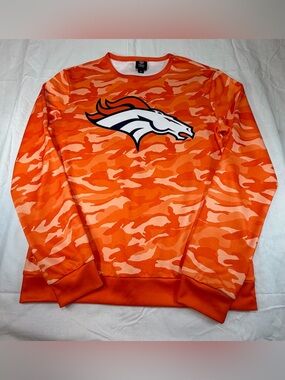 NFL Orange Camo Crewneck Sweatshirt with Denver Broncos